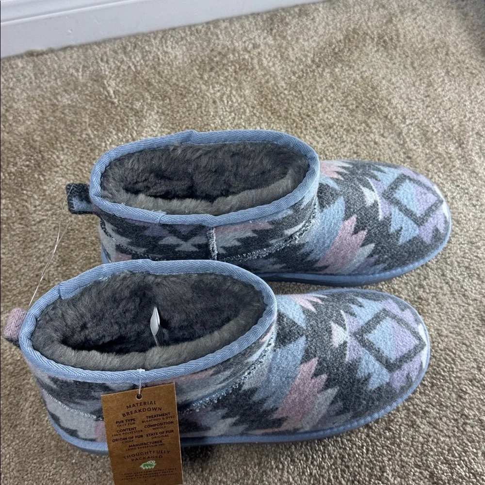 Lamo Women's Geometric Slippers - Blue, Pink, Gray - Picture 2 of 7